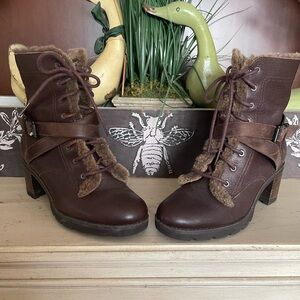 Ugg Ingrid Brown Leather Sheepskin Boots